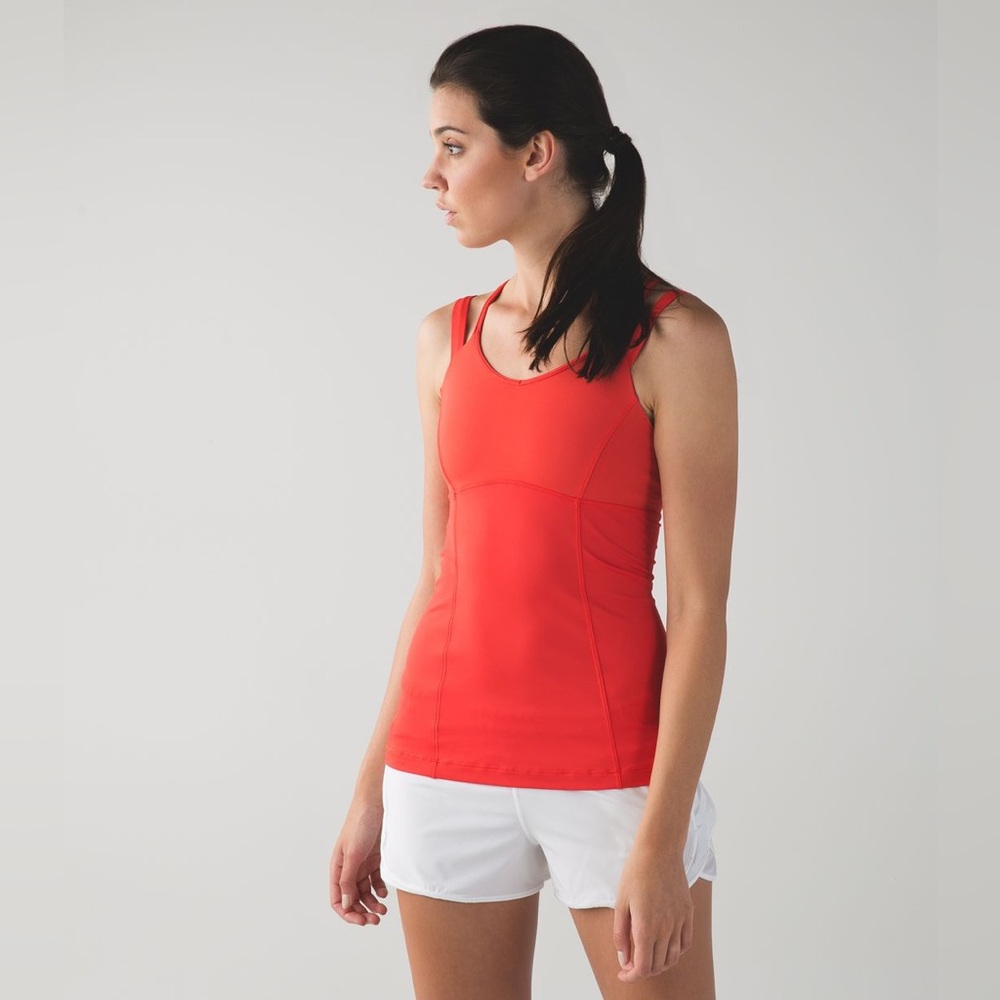 Lululemon Happy Strappy Tank, Coral Orange (Color: Alarming), Luxtreme, Size 4